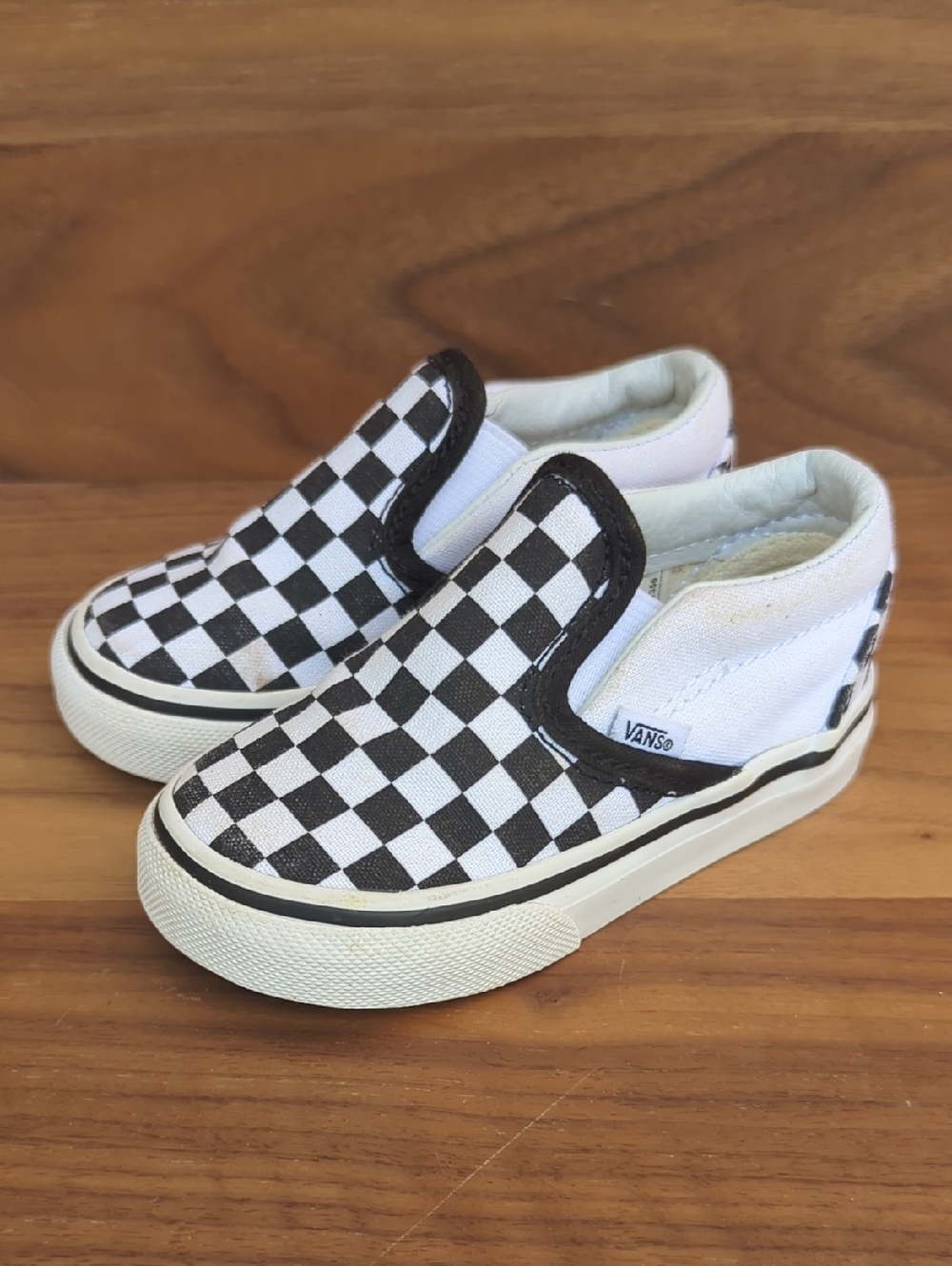 Vans Kids Classic Checkerboard Slip-On Sneakers - Black & White